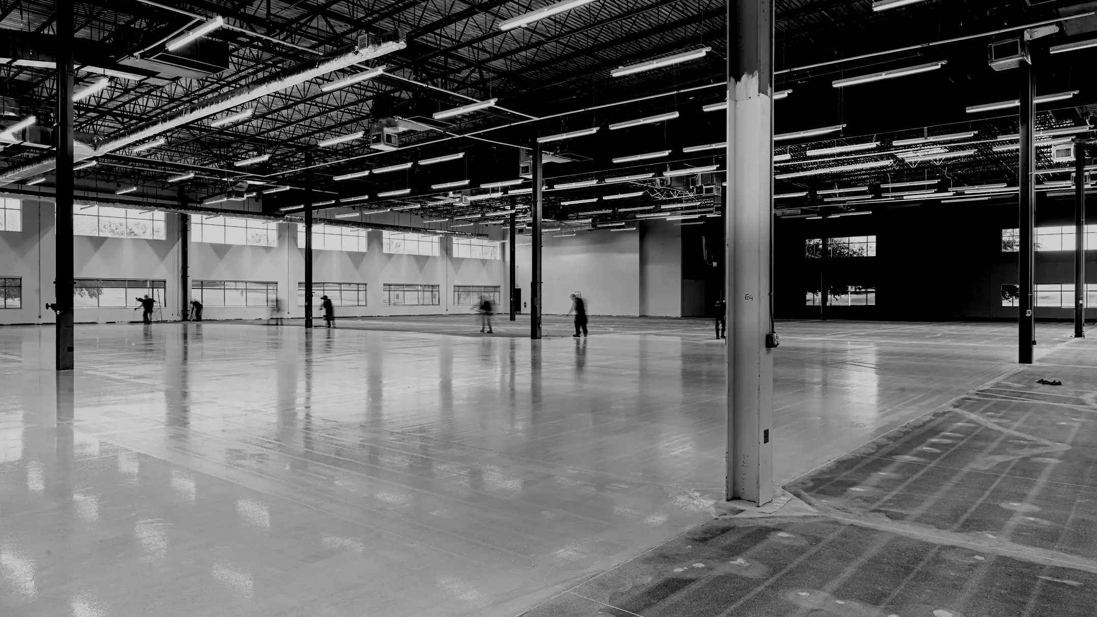 An empty new hall with a polished concrete floor