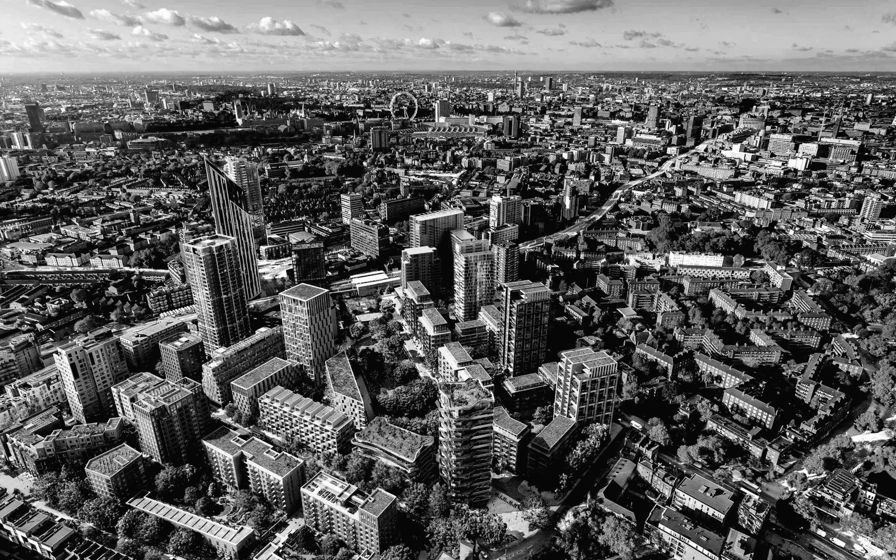 A city seen from above, block by block
