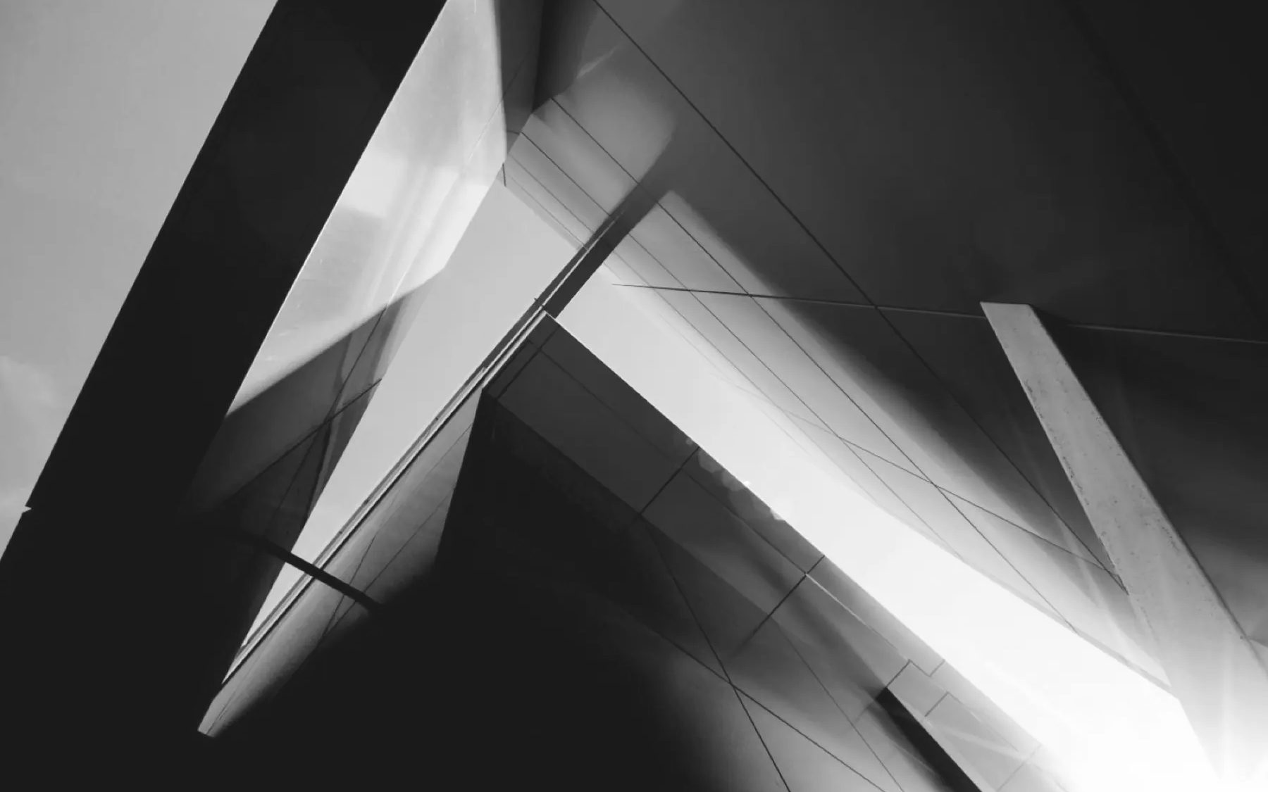 Sharp angles of a glass and metal facade